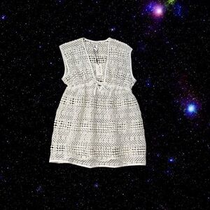NWT Milly Minis ‘Crochet Corvo Coverup’ in White Cotton Girls Size 12